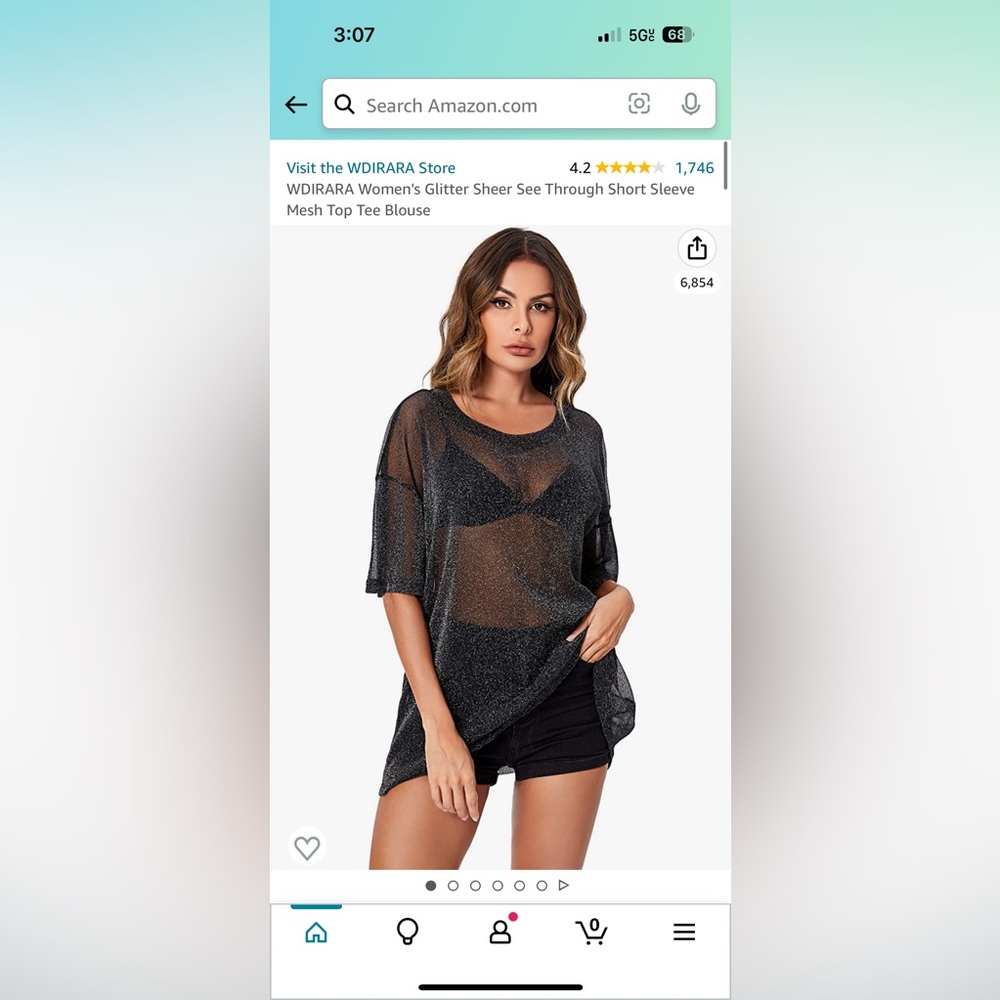 Women's Glitter Sheer Black Top